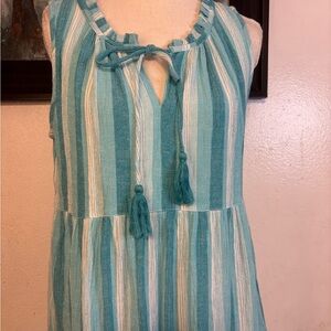 Tuckernuck Teal and White Striped Dress